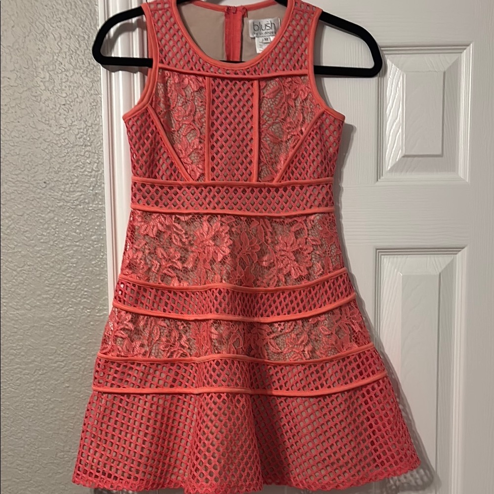 Blush Pink Halter Fit and Flare Dress for Weddings